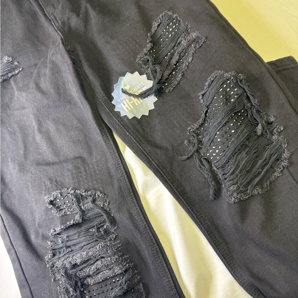 Distressed 90’s Black Jeans with Studded Details Gemma Rae boyfriend 7/28 - Picture 1 of 7